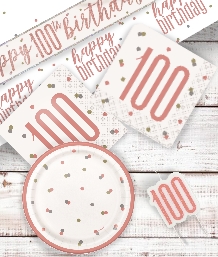 Rose Gold Glitz 100th Birthday Party Supplies | Balloon | Decoration | Pack